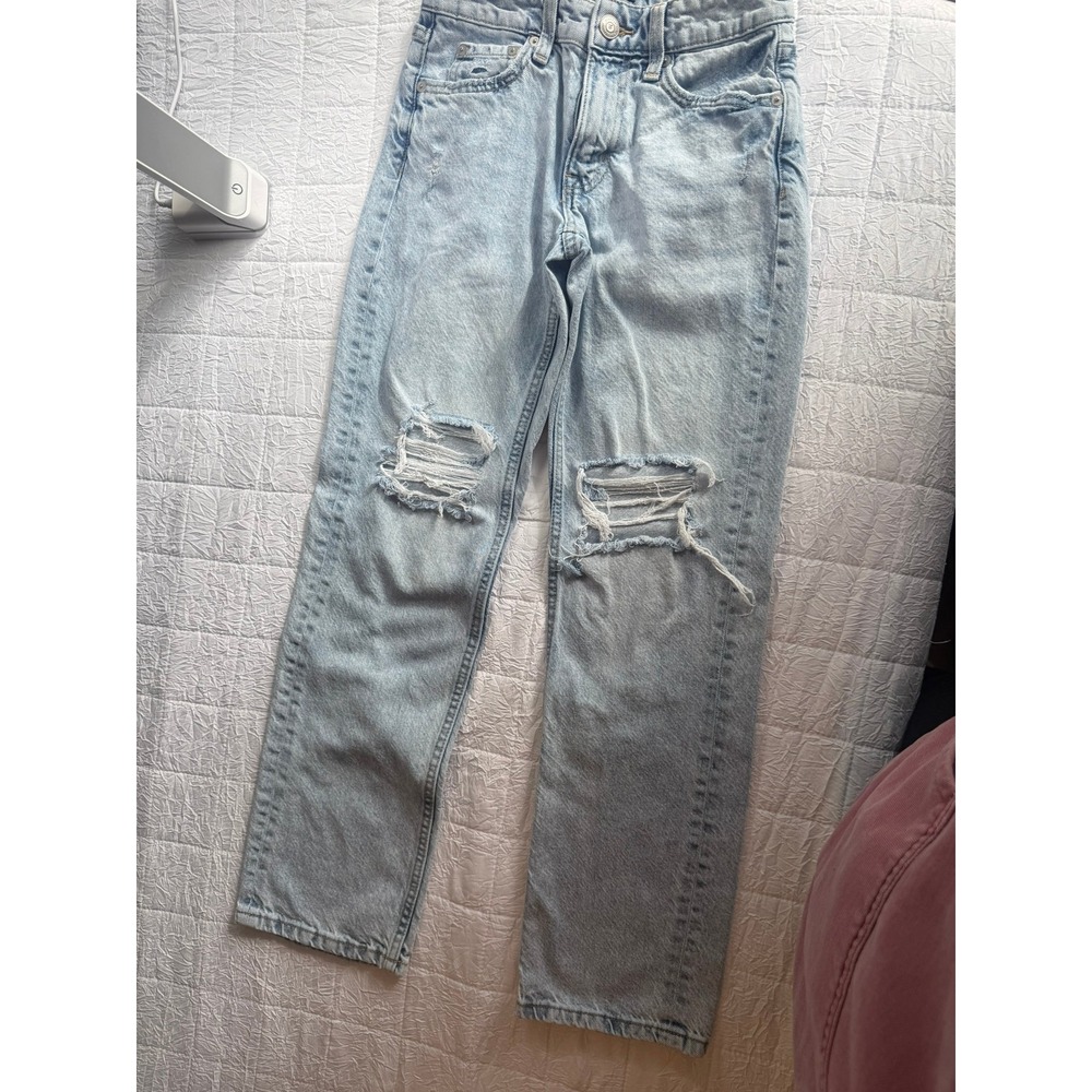 Aeropostale Low Rise Baggy Distressed Light Wash Jeans Womens Size 000 Regular